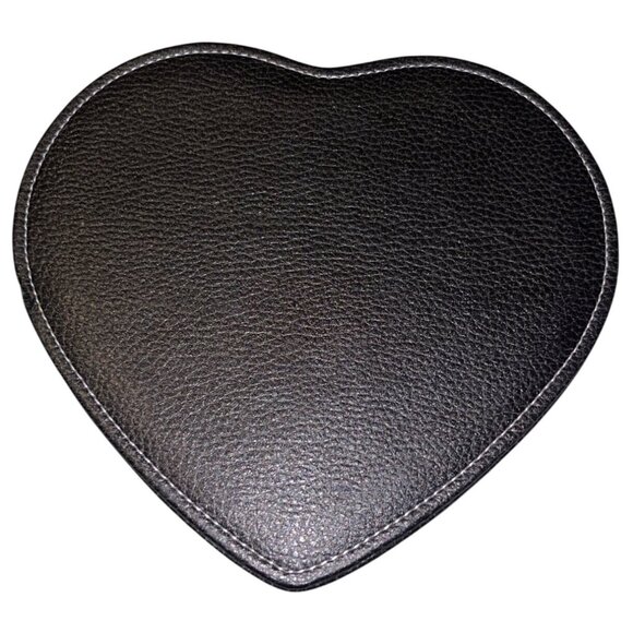 Heart-Shaped Black Faux Leather Jewelry Box With Velvet Interior & Mirror - Picture 3 of 7